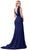 Cinderella Divine - CD912 Sleeveless V Neck Mermaid Long Evening Gown Evening Dresses 2 / Navy