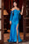 Cinderella Divine - CD943 Off-Shoulder High-Slit Fitted Evening Dress Bridesmaid Dresses 2 / Cyan