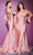 Cinderella Divine - CD943C Bow Accented Draped High Slit Gown Bridesmaid Dresses