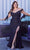 Cinderella Divine - CD943C Bow Accented Draped High Slit Gown Bridesmaid Dresses 16 / Black