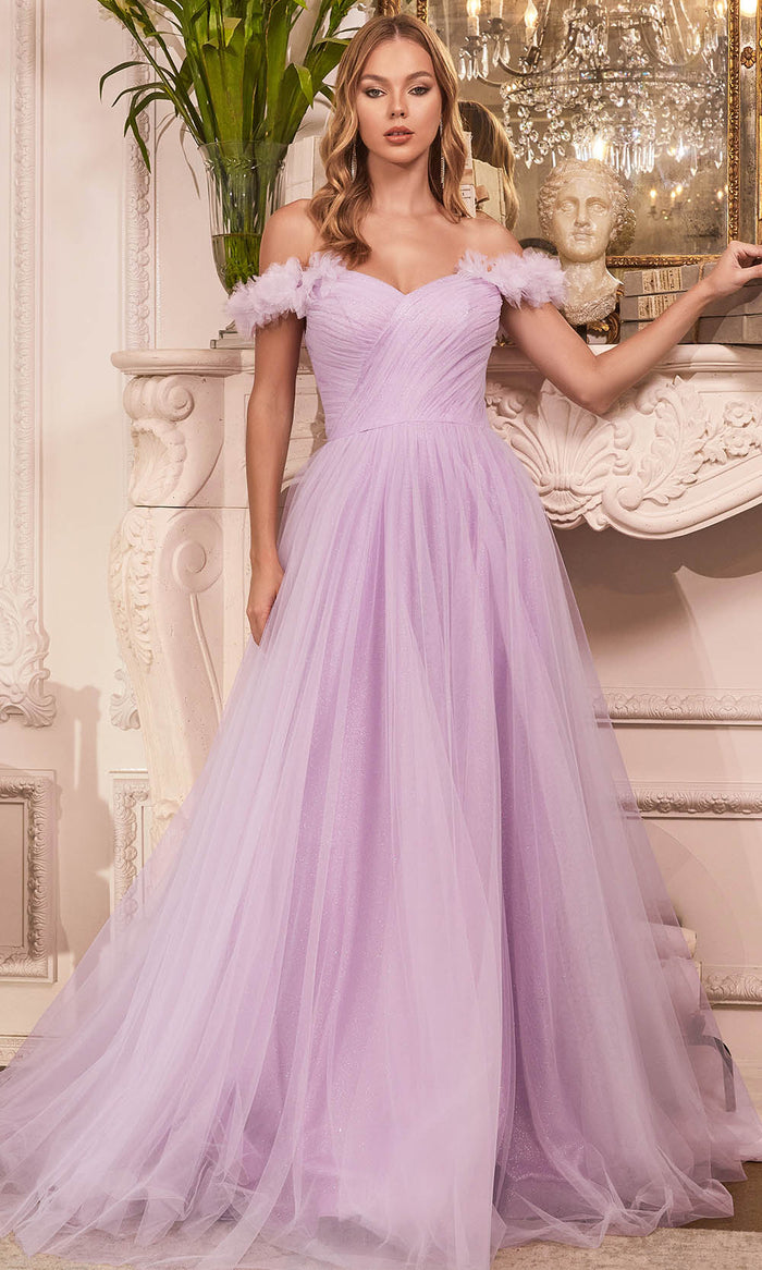 Cinderella Divine CD957 - Off-shoulder Long Gown Special Occasion Dress 2 / Lilac
