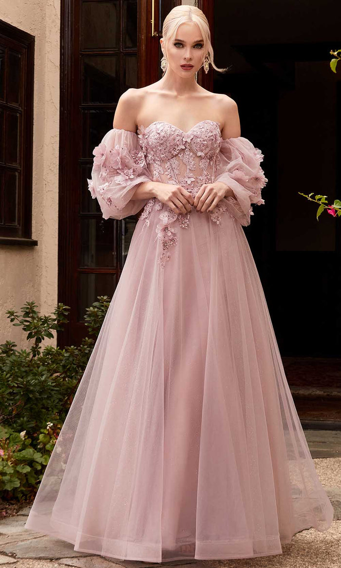 Cinderella Divine CD962 - 3D Floral Prom Dress Special Occasion Dress 2 / Mauve
