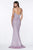 Cinderella Divine - CE0019 Strapless Long Glitter Metallic High Slit Gown - 1 pc Blue In Size 3X Available CCSALE