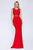 Cinderella Divine - CF115 Sleeveless Lace Stretch Knit Sheath Dress Special Occasion Dress XS / Red