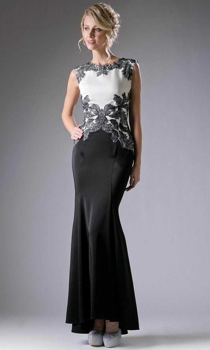 Cinderella Divine CF121 - Appliqued Sheath Evening Dress Special Occasion Dress M / Black