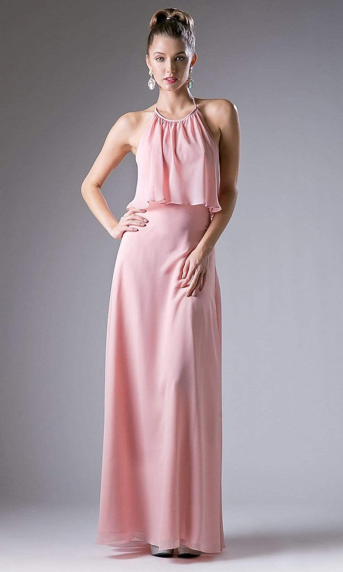 Cinderella Divine - CF130 Flounce Halter Style Chiffon A Line Dress Special Occasion Dress XS / Blush
