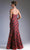 Cinderella Divine CF155 - Printed Strapless Evening Gown In Red/Black