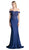 Cinderella Divine - CF158 Stretch Crepe Satin Off Shoulder Gown Evening Dresses XS / Navy