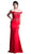 Cinderella Divine - CF158 Stretch Crepe Satin Off Shoulder Gown Evening Dresses XS / Red