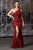 Cinderella Divine - CH202 Asymmetric Neck Sheath Dress With Slit Evening Dresses XXS / Red