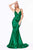 Cinderella Divine - CH236 Open Back Ruched Satin Evening Gown Evening Dresses