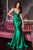 Cinderella Divine - CH236 Open Back Ruched Satin Evening Gown Evening Dresses XXS / Emerald