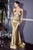 Cinderella Divine - CH236 Open Back Ruched Satin Evening Gown Evening Dresses XXS / Gold