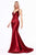 Cinderella Divine - CH236 Open Back Ruched Satin Evening Gown Evening Dresses XXS / Red