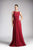Cinderella Divine - CH525 Bateau Neckline Ruched Empire Waist Gown Special Occasion Dress XS / Burgundy