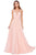 Cinderella Divine - CJ251 Illusion Neckline A-Line Chiffon Dress Evening Dresses 2 / Blush