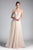 Cinderella Divine - CJ251 Illusion Neckline A-Line Chiffon Dress Evening Dresses 2 / Champagne