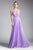 Cinderella Divine - CJ251 Illusion Neckline A-Line Chiffon Dress Evening Dresses 2 / Lilac