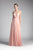 Cinderella Divine - CJ251 Illusion Neckline A-Line Chiffon Dress Evening Dresses 2 / Lt Peach