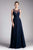 Cinderella Divine - CJ251 Illusion Neckline A-Line Chiffon Dress Evening Dresses 2 / Navy