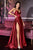 Cinderella Divine - CJ523 Sweetheart Neckline High Slit Satin Gown Bridesmaid Dresses 4 / Burgundy