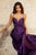 Cinderella Divine - CJ523 Sweetheart Neckline High Slit Satin Gown Bridesmaid Dresses 4 / Eggplant