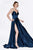 Cinderella Divine - CJ523 Sweetheart Neckline High Slit Satin Gown Bridesmaid Dresses 4 / Navy