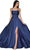 Cinderella Divine - CJ527 Long Crisscross Back Satin A-Line Dress Bridesmaid Dresses 2 / Navy