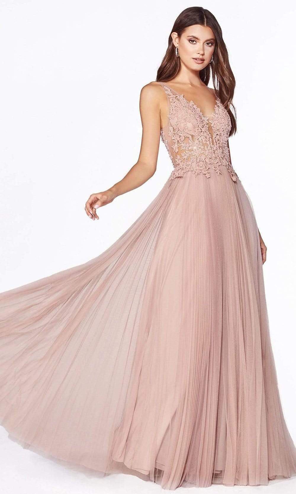 Cinderella Divine - CJ536 Lace Appliqued A-Line Evening Dress – Couture ...