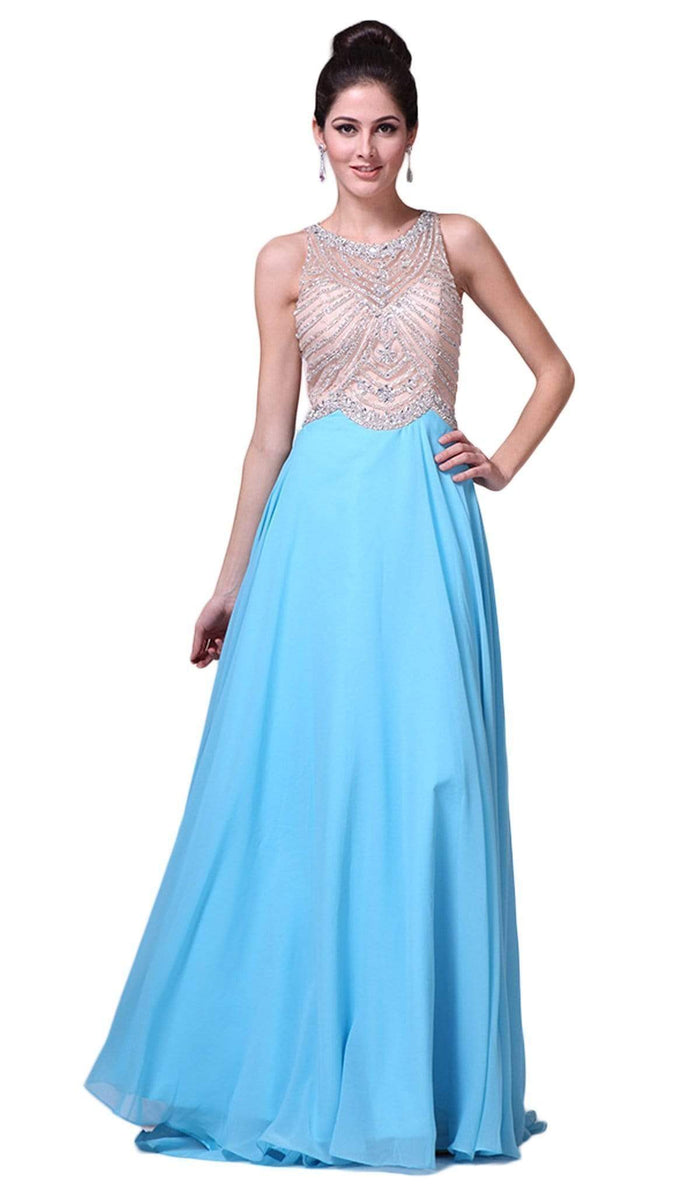 Cinderella Divine - Crystal Embellished A-Line Evening Gown Special Occasion Dress 2 / Sky Blue