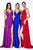 Cinderella Divine - CS034 Plunging V-neck A-line Gown With Train Bridesmaid Dresses