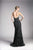 Cinderella Divine - CZ0012 Embellished Deep V-neck Trumpet Dress Evening Dresses