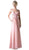 Cinderella Divine - Draping Off-Shoulder Surplice Chiffon Formal Gown Special Occasion Dress XS / Blush