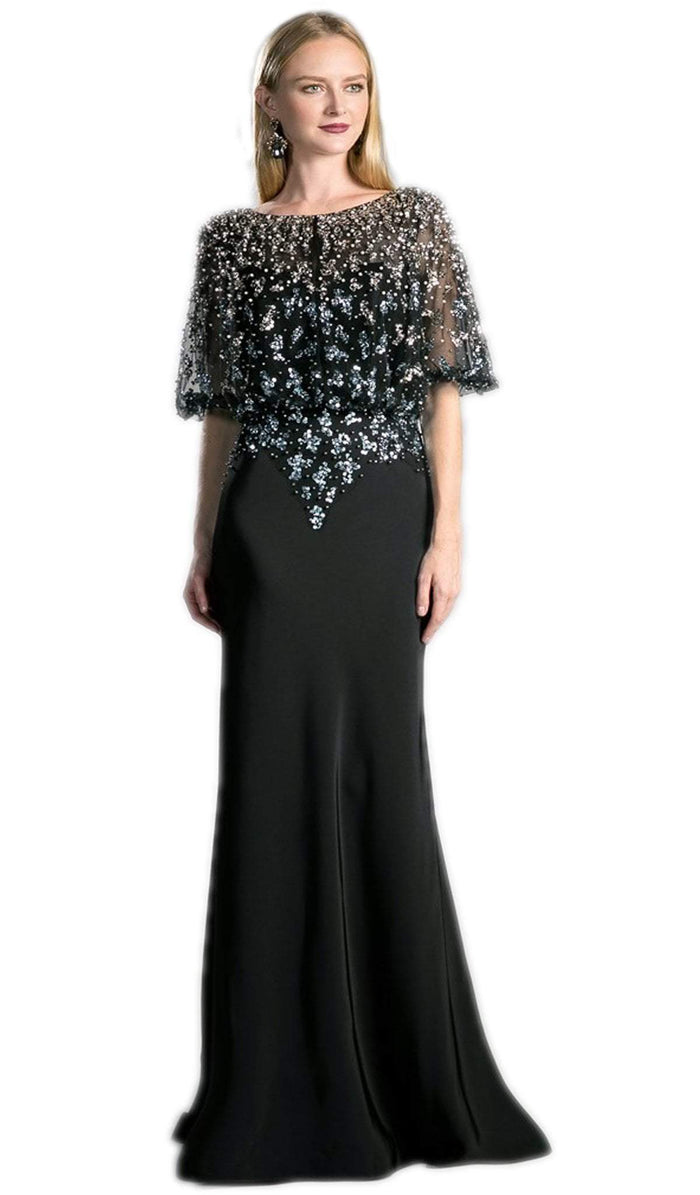 Cinderella Divine - Embellished Bateau Sheath Evening Dress Special Occasion Dress 2 / Black