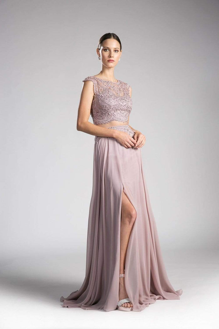 Cinderella Divine - Embellished Illusion Bateau A-line Dress Special Occasion Dress XXS / Mauve