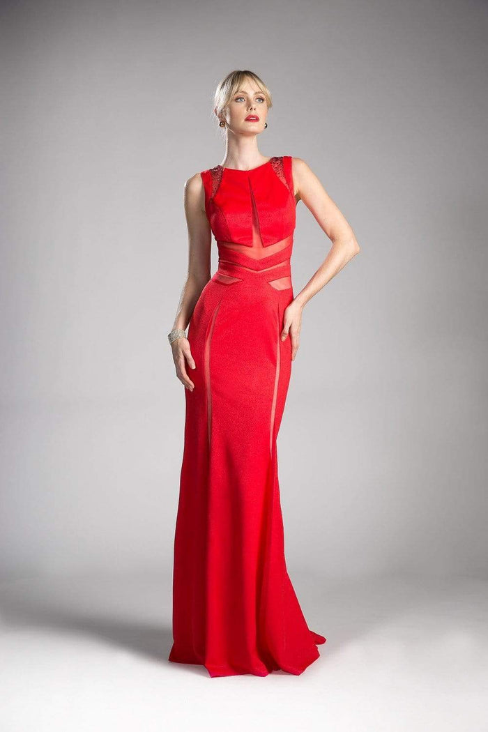 Cinderella Divine - Embellished Jewel Neck Sheath Dress Prom Dresses 2 / Red