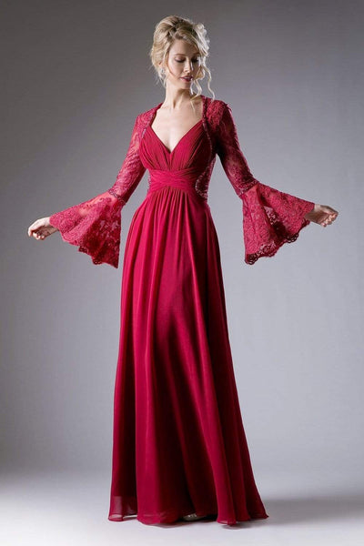 Bell Long Sleeve Satin Slit Gown By Ladivine 9247 - Women Evening Form –  Ariststyles