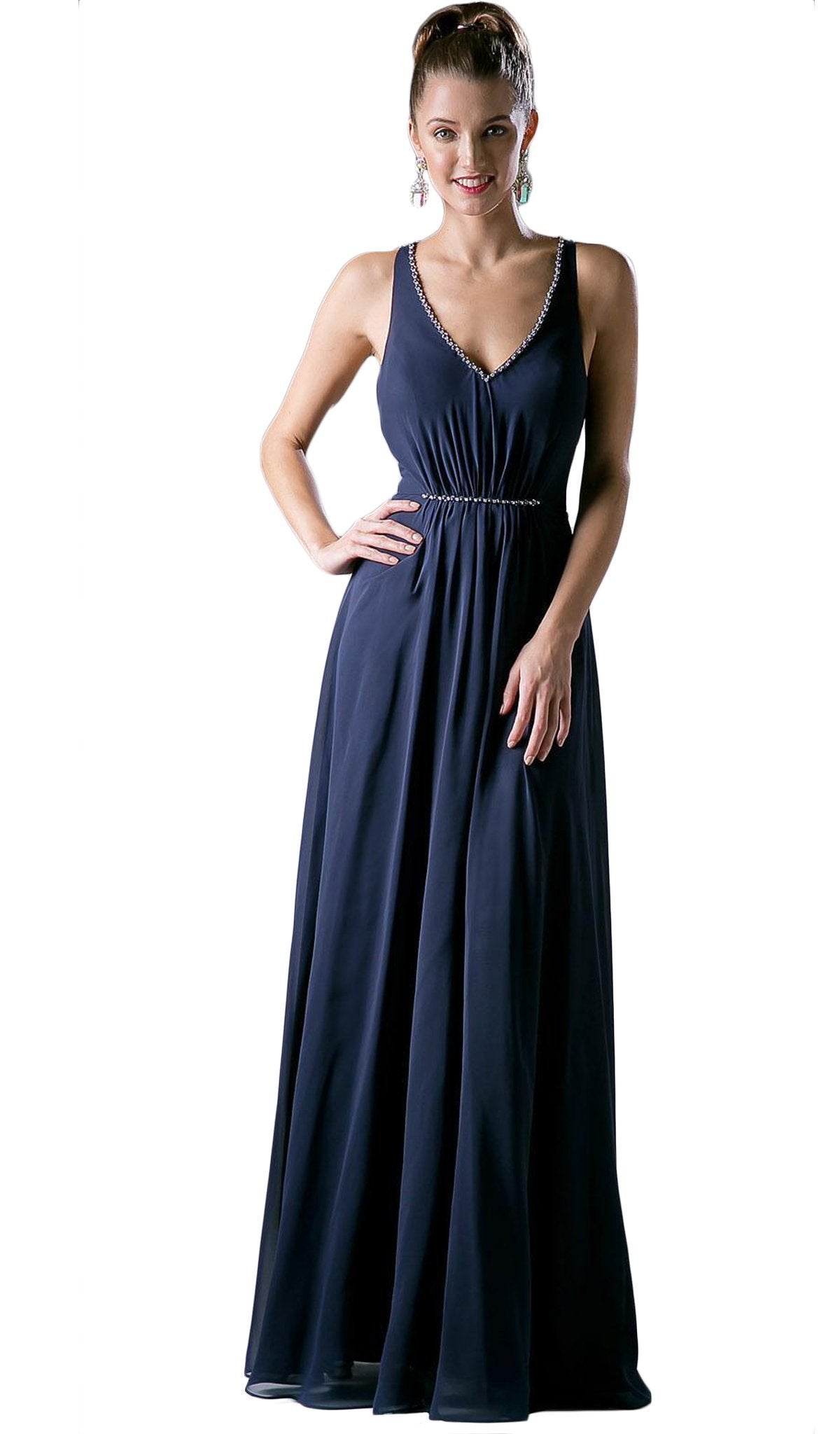 Cinderella Divine CH136 - V-Neck Ruched Prom Dress main image 0