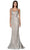Cinderella Divine - Glitter Print Plunging V-Neck Gown U102 - 1 pc Silver/Nude In Size 14 Available CCSALE 18 / Silver/Nude