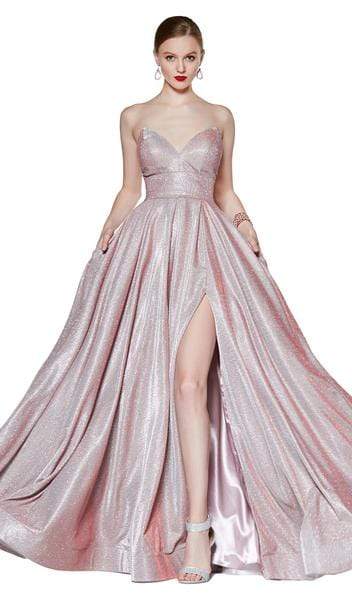 Cinderella Divine - Glitter Sweetheart Ballgown With Slit CJ522 CCSALE 10 / Blush