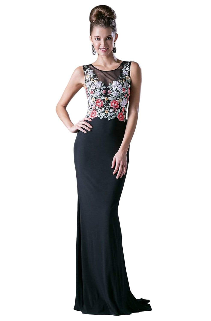 Cinderella Divine - HW11 Embroidered Long Sheath Dress Evening Dresses XS / Black