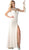 Cinderella Divine - Illusion Jewel Neck Lace Evening Gown with Slit Special Occasion Dress 2 / Ivory