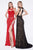 Cinderella Divine - Illusion Jewel Neck Lace Evening Gown with Slit Special Occasion Dress
