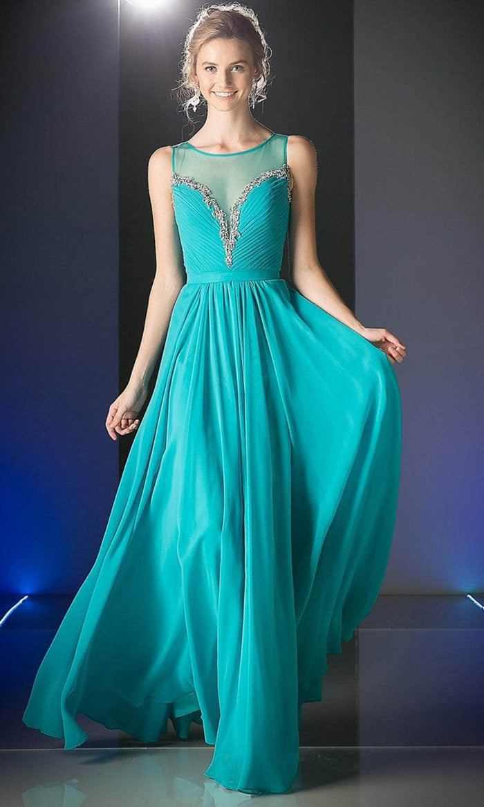 Cinderella Divine J758 - Beaded Illusion Evening Dress Special Occasion Dress 4 / Mint