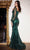 Cinderella Divine - J816 Off-shoulder Long Sleeves Sweetheart Glittered Prom Dress - 1 pc Emerald In Size 14 Available CCSALE