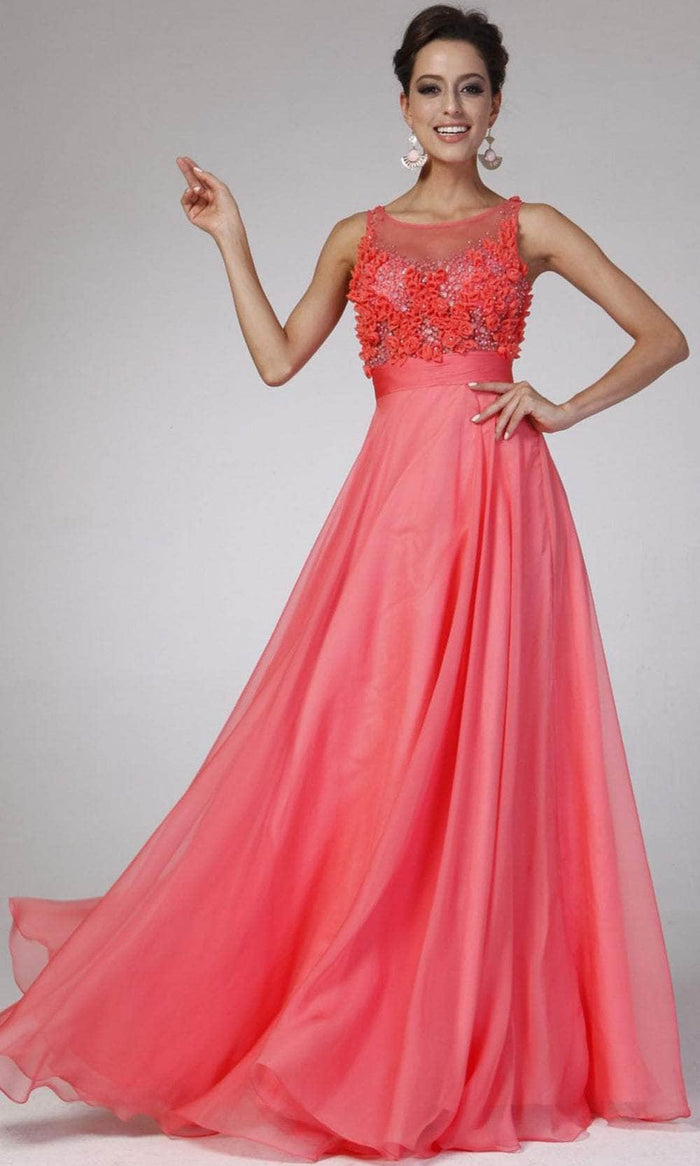 Cinderella Divine JC4148 - Embellished A-Line Evening Dress Special Occasion Dress 4 / Coral