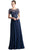 Cinderella Divine - Jewel Beaded Short Sleeve Long Gown Special Occasion Dress XXS / Navy