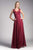 Cinderella Divine - Jeweled Metallic Lace Illusion A-Line Evening Gown Special Occasion Dress XS / Burgundy
