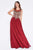 Cinderella Divine - Jeweled Metallic Lace Illusion A-Line Evening Gown Special Occasion Dress XS / Burgundy-Gold
