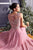 Cinderella Divine - Jeweled Metallic Lace Illusion A-Line Evening Gown Special Occasion Dress XS / Dusty Rose